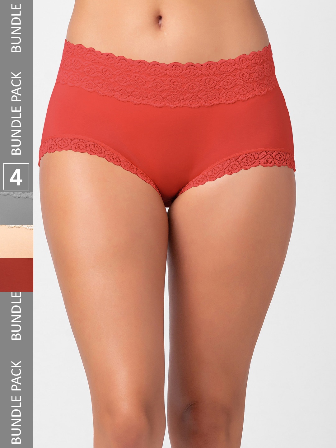 

FashionRack Women Pack Of 4 Assorted Cotton Hipster Briefs