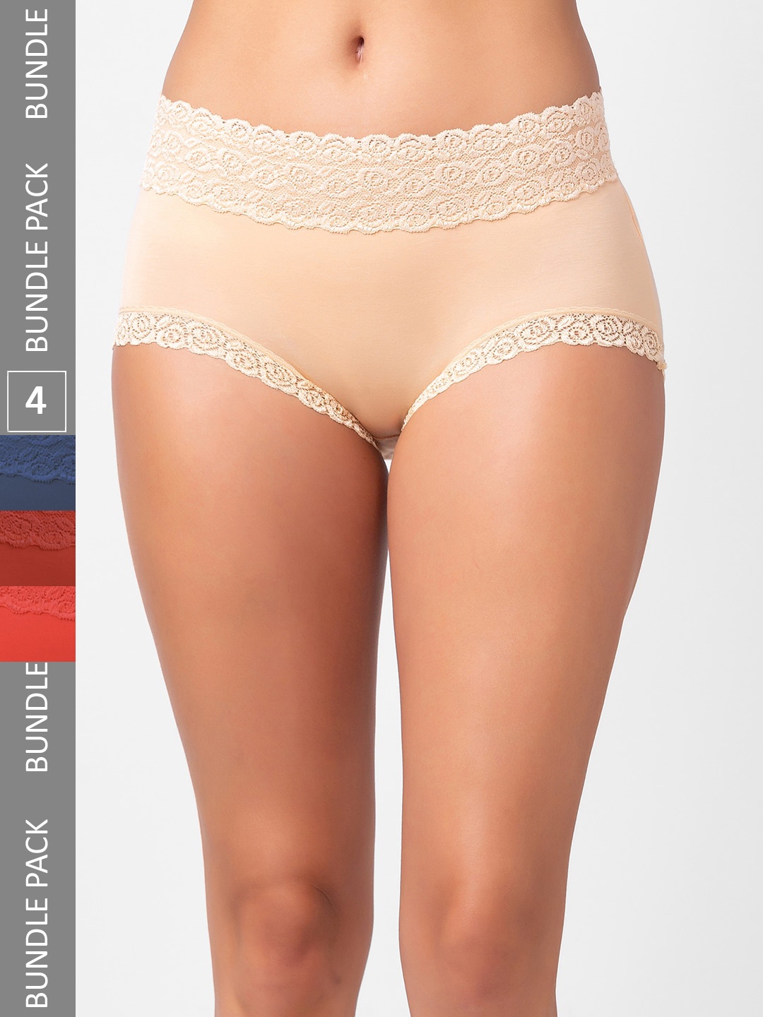 

FashionRack Women Pack Of 4 Assorted Cotton Hipster Briefs