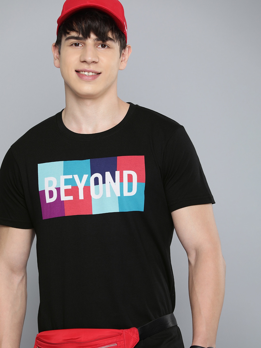 

HERE&NOW Typography Printed Pure Cotton T-shirt, Black