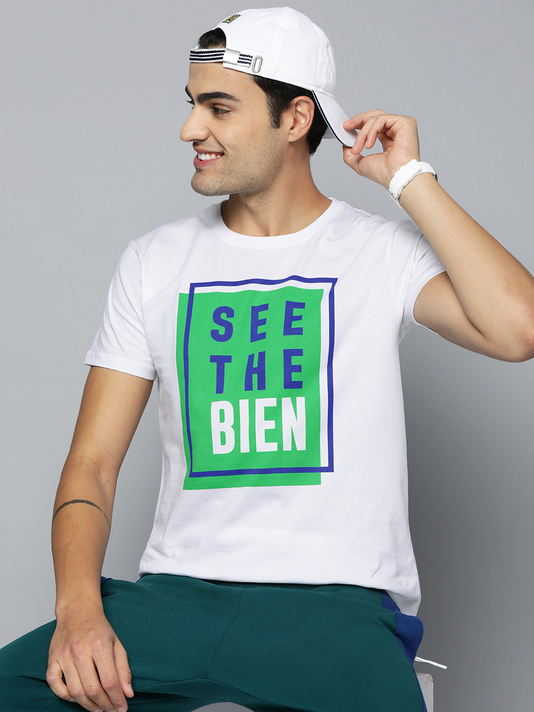 

HERE&NOW Typography Printed Pure Cotton T-shirt, White