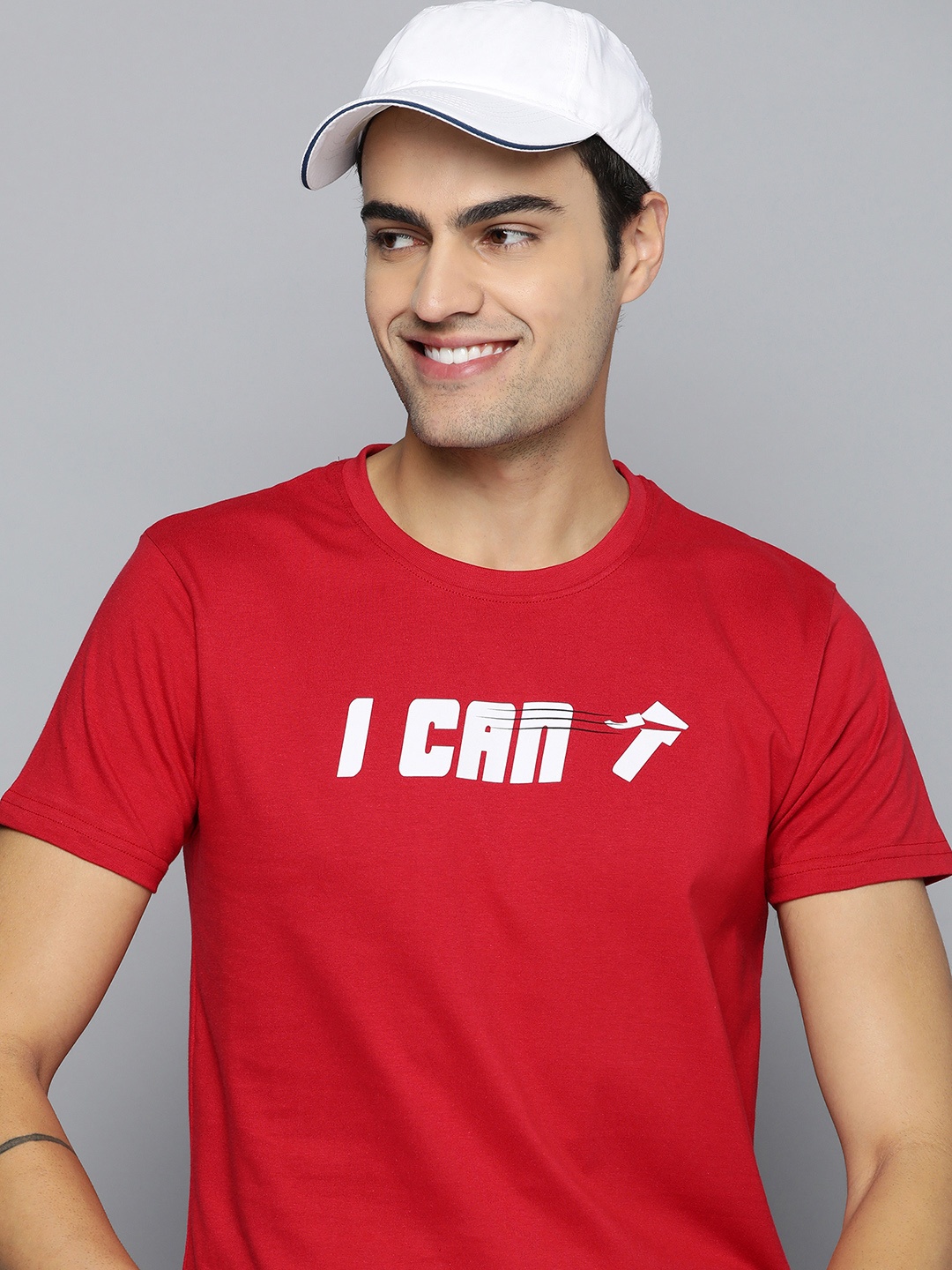 

HERE&NOW Typography Printed Pure Cotton T-shirt, Red