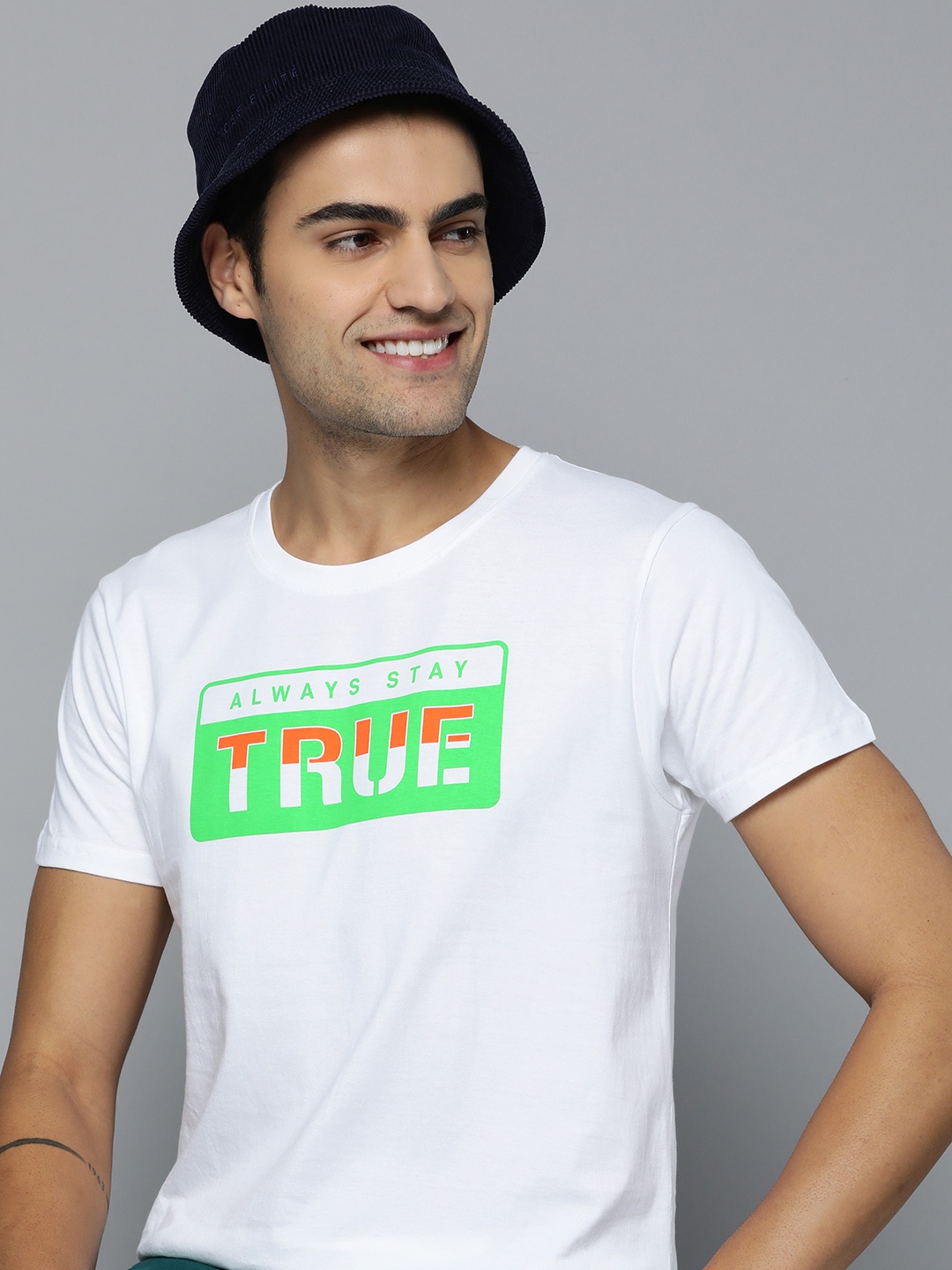 

HERE&NOW Typography Printed Pure Cotton T-shirt, White