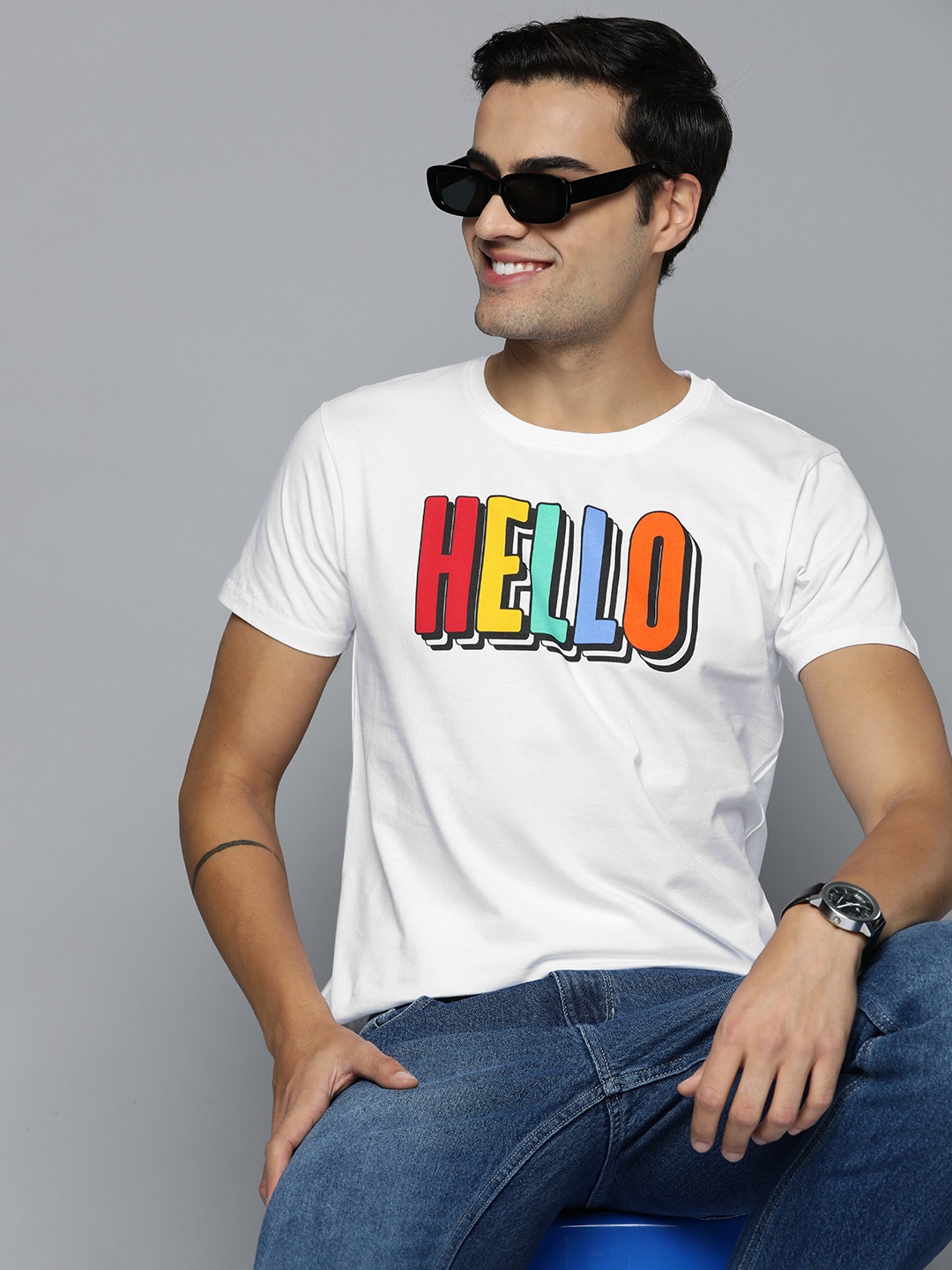 

HERE&NOW Typography Printed Pure Cotton T-shirt, White