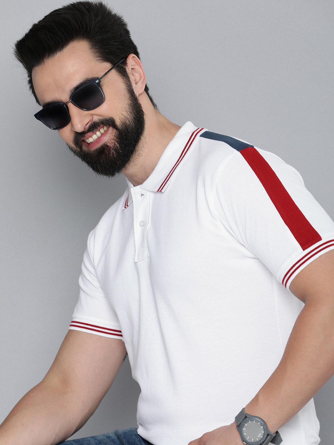 

HERE&NOW Polo Collar Pure Cotton T-shirt, White