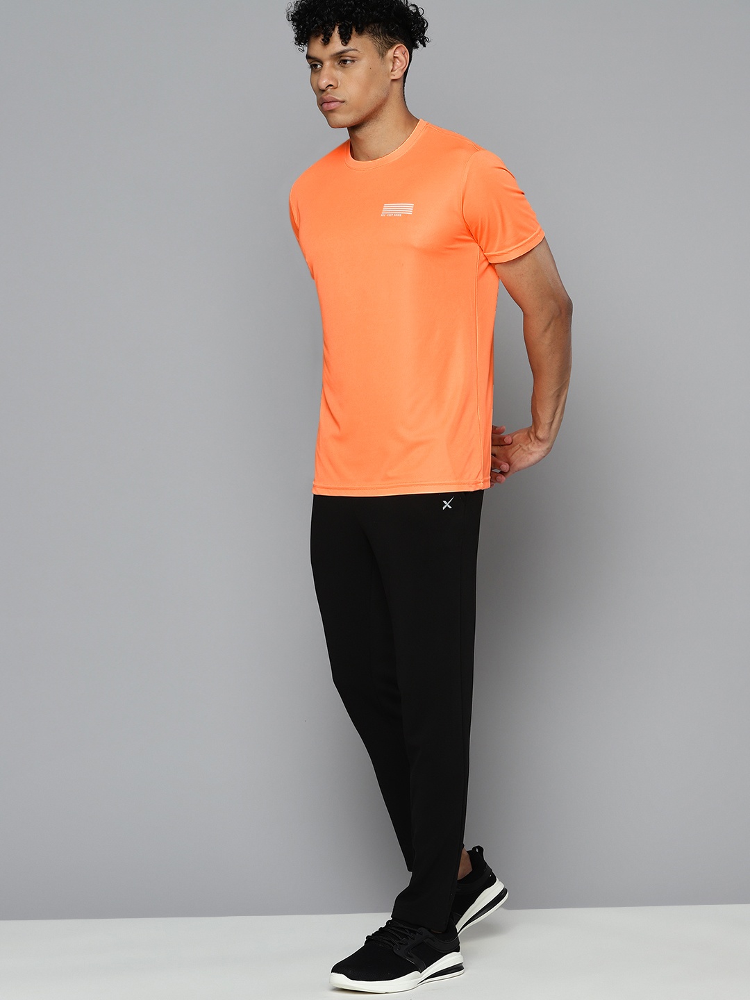 

HRX by Hrithik Roshan Typography Printed Rapid-Dry Training or Gym T-shirt, Orange
