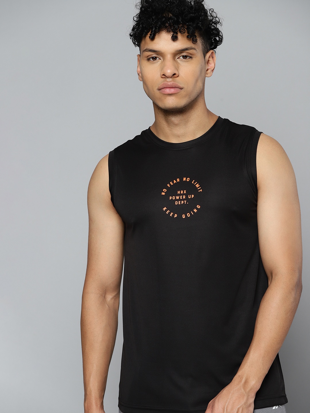 

HRX by Hrithik Roshan Printed Rapid-Dry Training or Gym T-shirt, Black