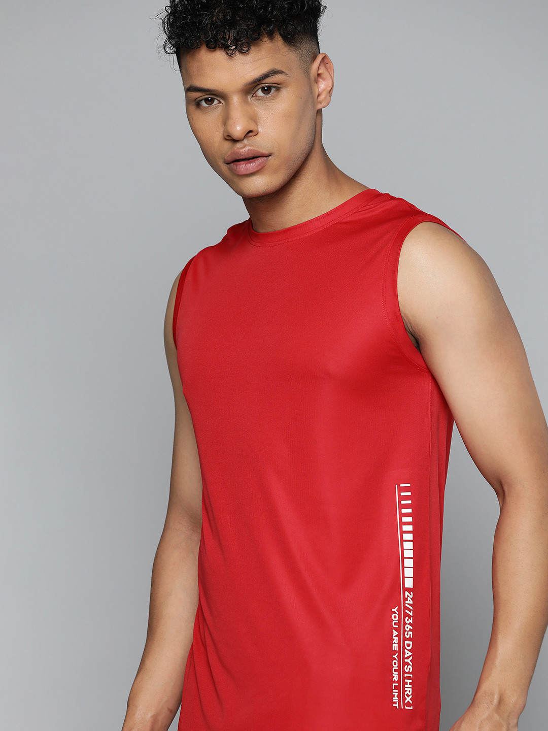 

HRX by Hrithik Roshan Rapid-Dry Longline Training T-shirt, Red