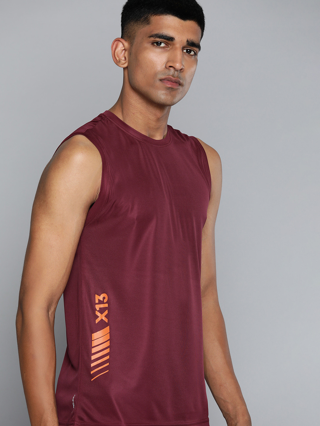

HRX by Hrithik Roshan Rapid-Dry Sleeveless Training T-shirt, Burgundy