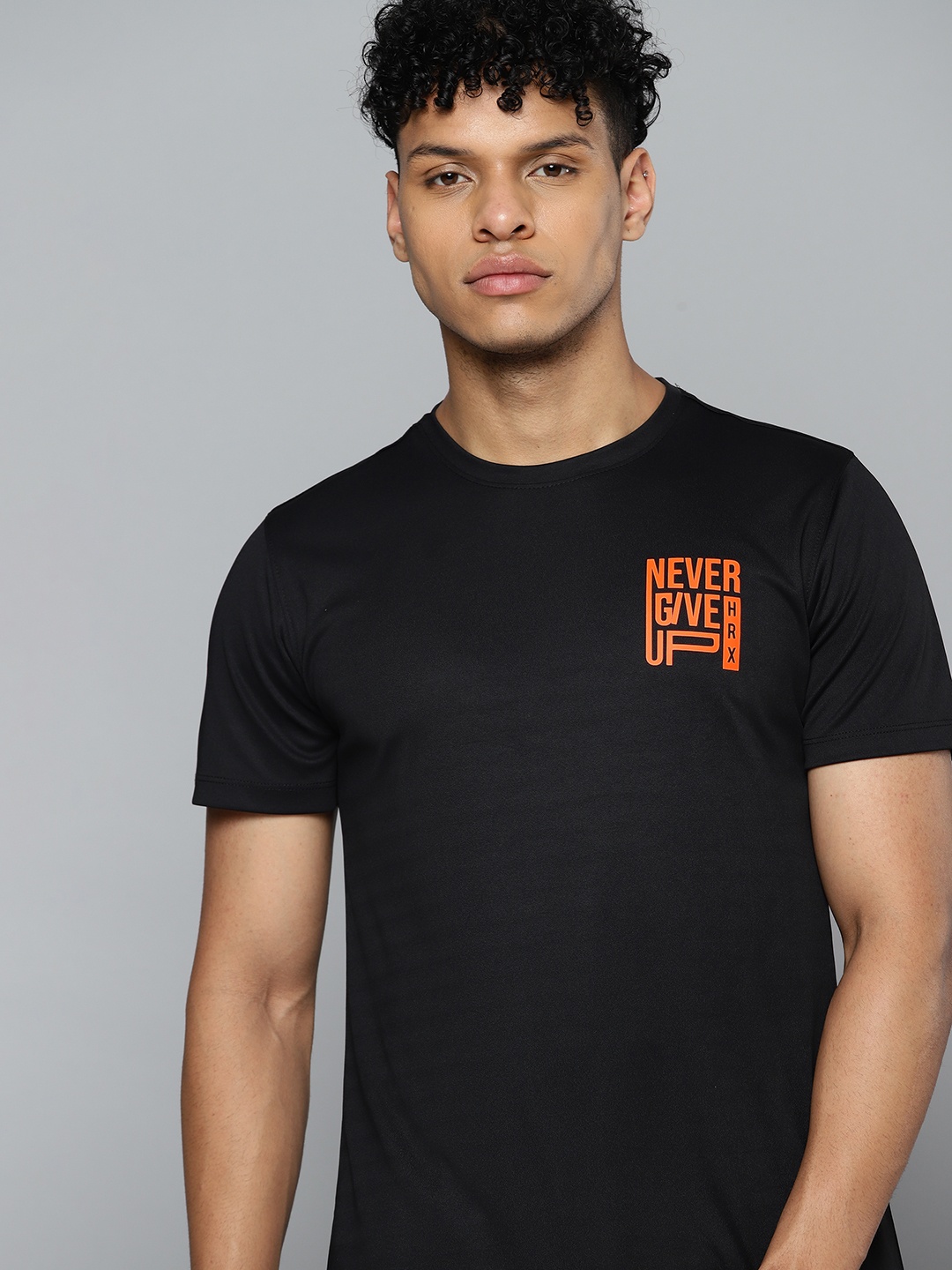 

HRX by Hrithik Roshan Typography Printed Rapid-Dry Training or Gym T-shirt, Black