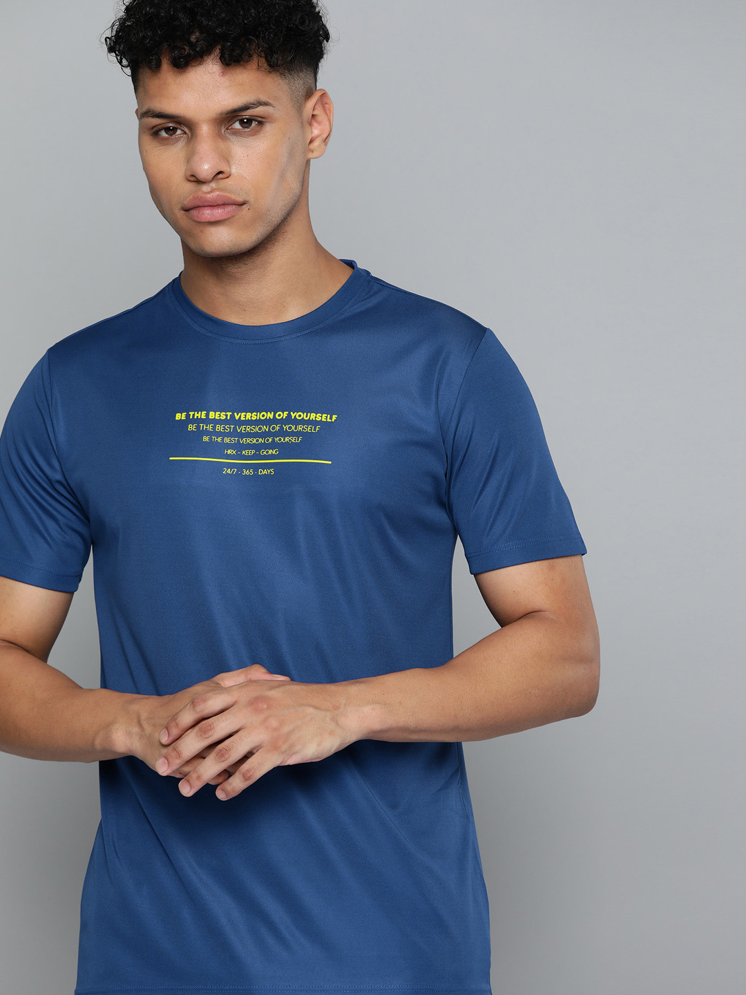 

HRX by Hrithik Roshan Men Typography Printed Training T-shirt, Blue