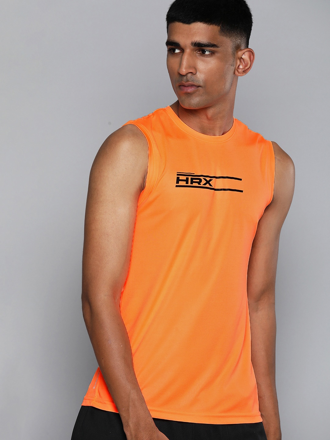 

HRX by Hrithik Roshan Brand Logo Printed Training Rapid-Dry T-shirt, Orange