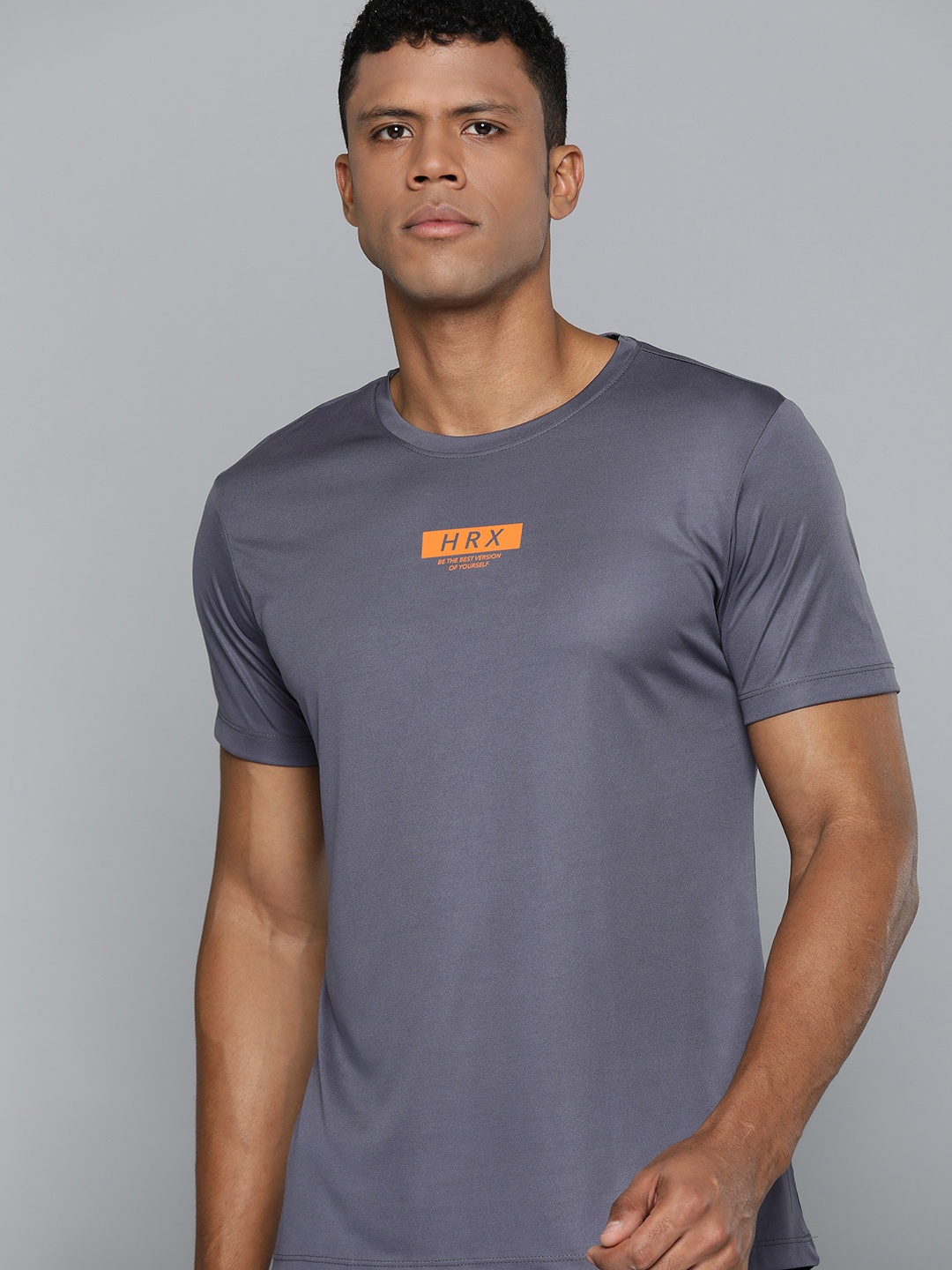 

HRX by Hrithik Roshan Printed Rapid-Dry Training or Gym T-shirt, Charcoal