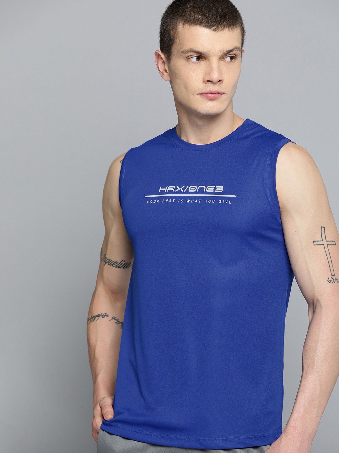 

HRX by Hrithik Roshan Brand Logo Detail Antimicrobial Training T-shirt, Blue