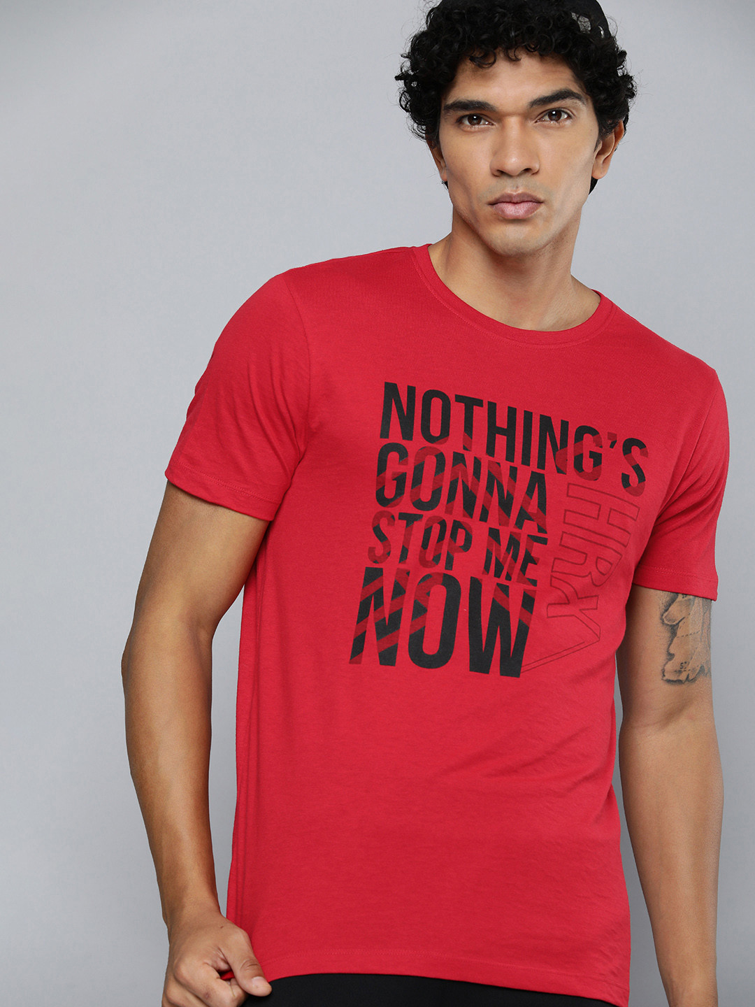 

HRX by Hrithik Roshan Round Neck Typography Printed T-shirt, Red