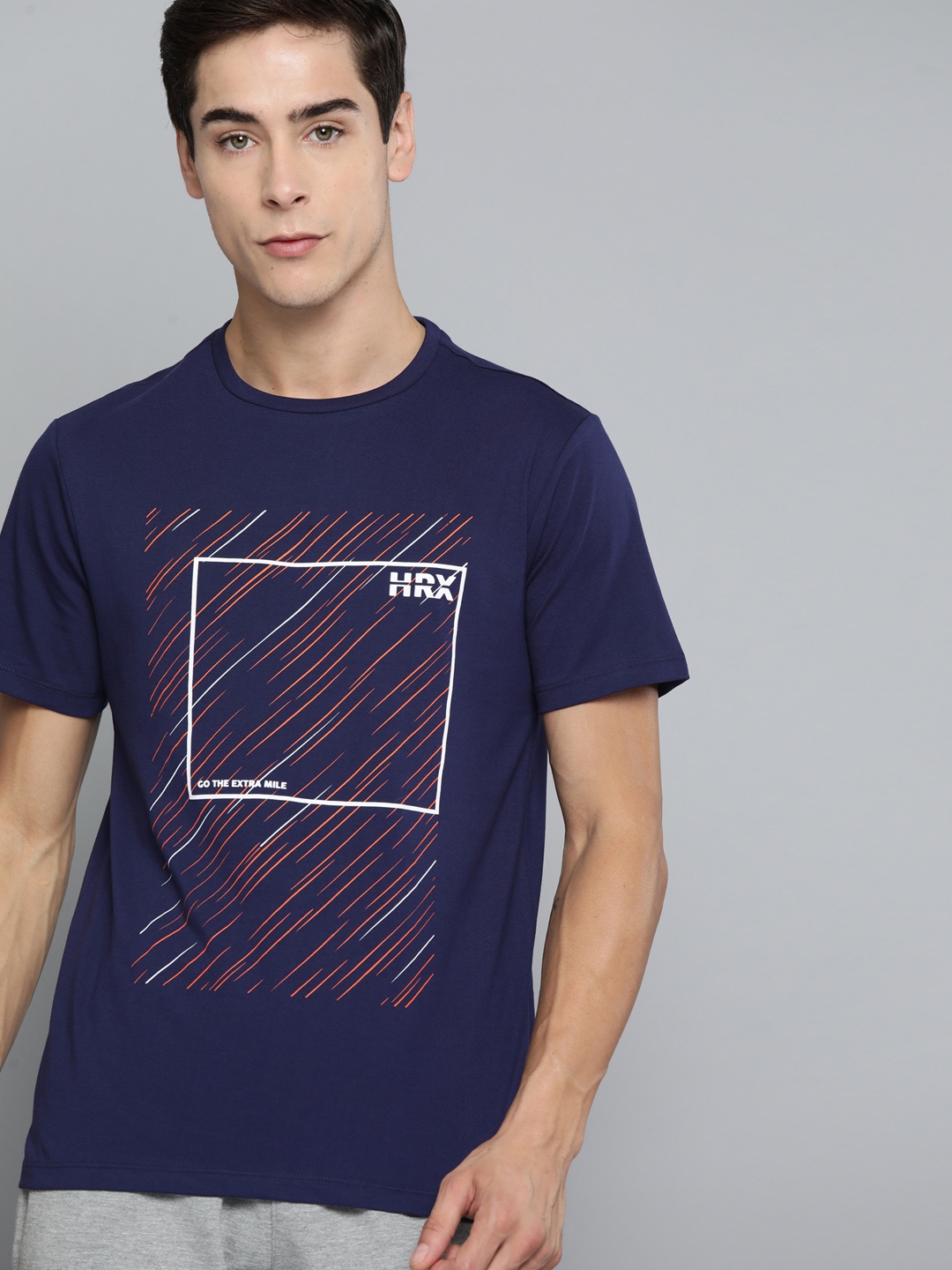 

HRX by Hrithik Roshan Printed Lifestyle T-shirt, Navy blue
