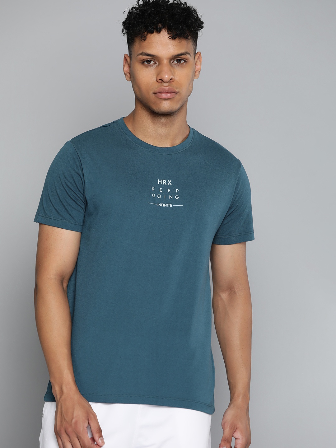

HRX by Hrithik Roshan Brand Logo Printed T-shirt, Teal