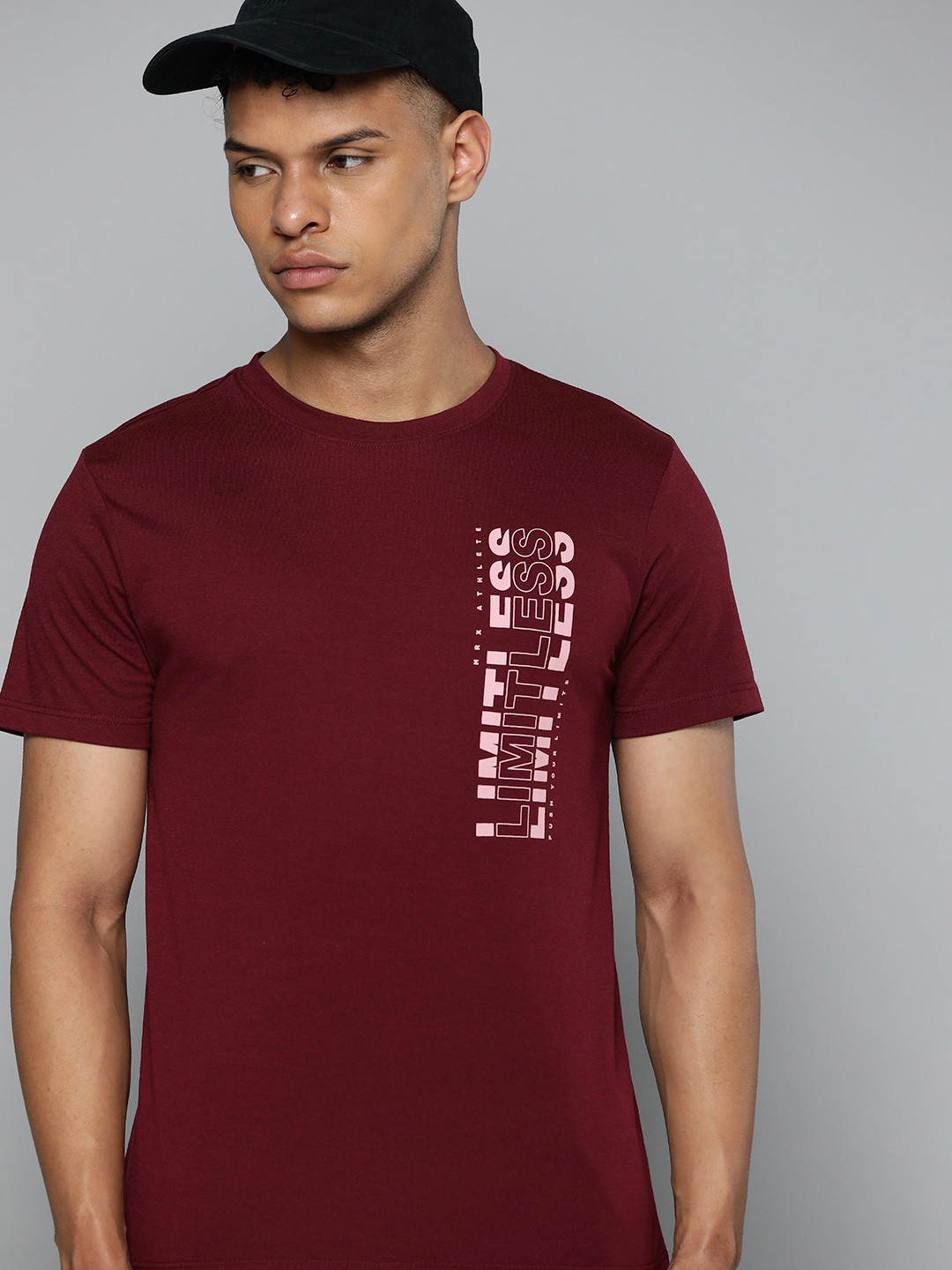 

HRX by Hrithik Roshan Typography Print Regular Fit T-shirt, Burgundy