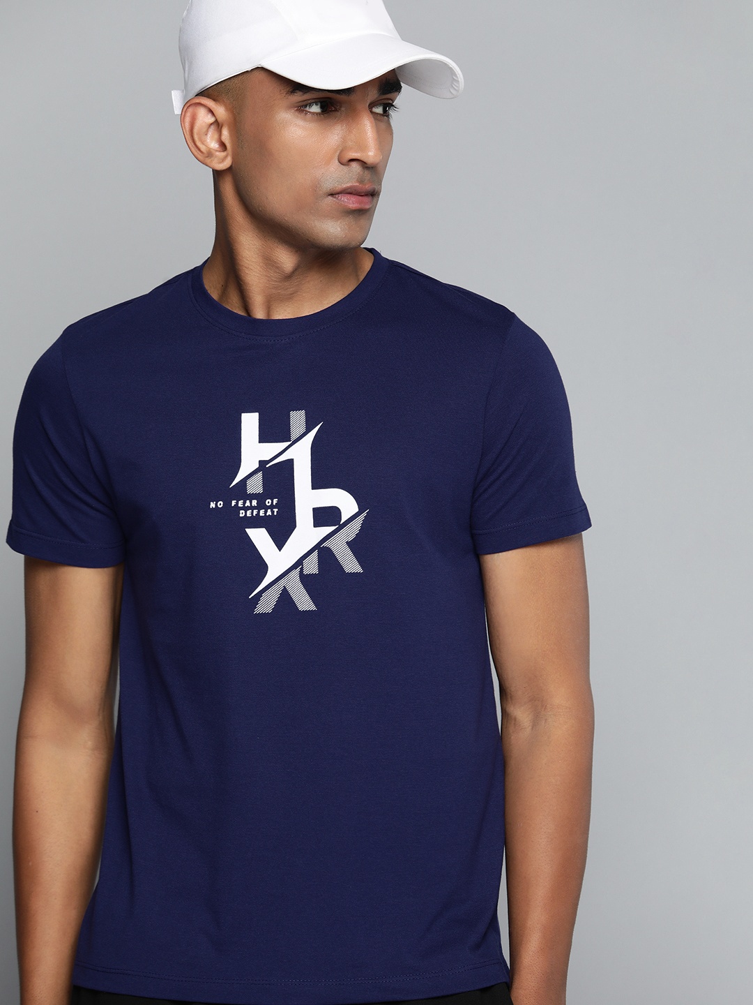 

HRX by Hrithik Roshan Men Brand Logo Printed T-shirt, Navy blue