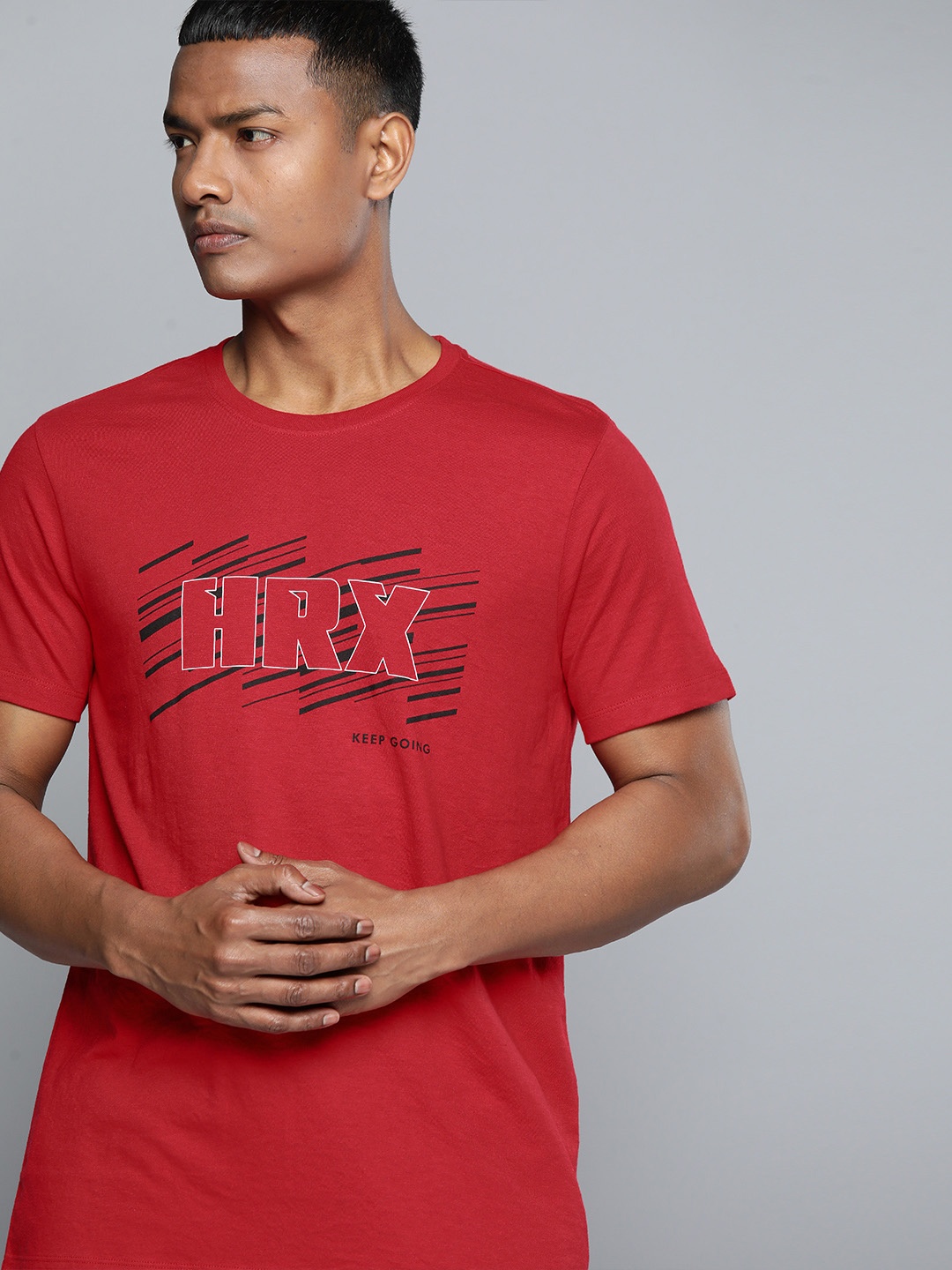 

HRX by Hrithik Roshan Brand Logo Printed Regular Fit T-shirt, Red