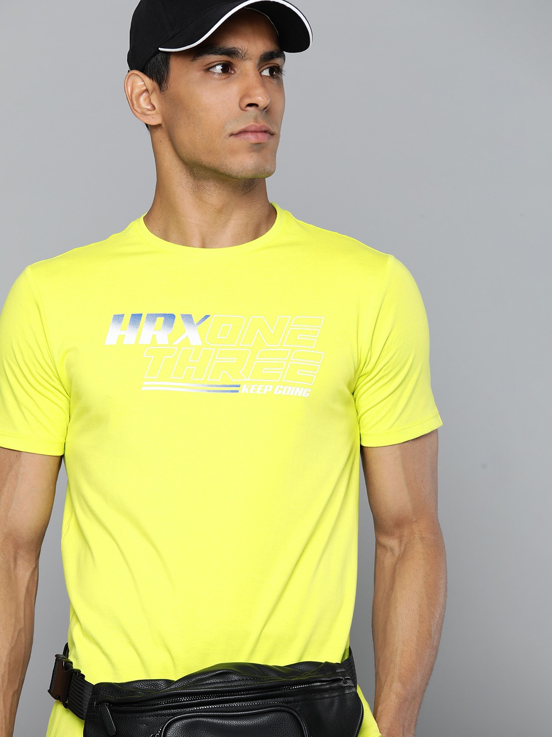 

HRX by Hrithik Roshan Brand Logo Printed T-shirt, Fluorescent green