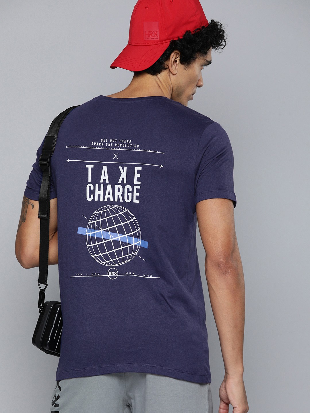 

HRX by Hrithik Roshan Men Typography Printed T-shirt, Navy blue