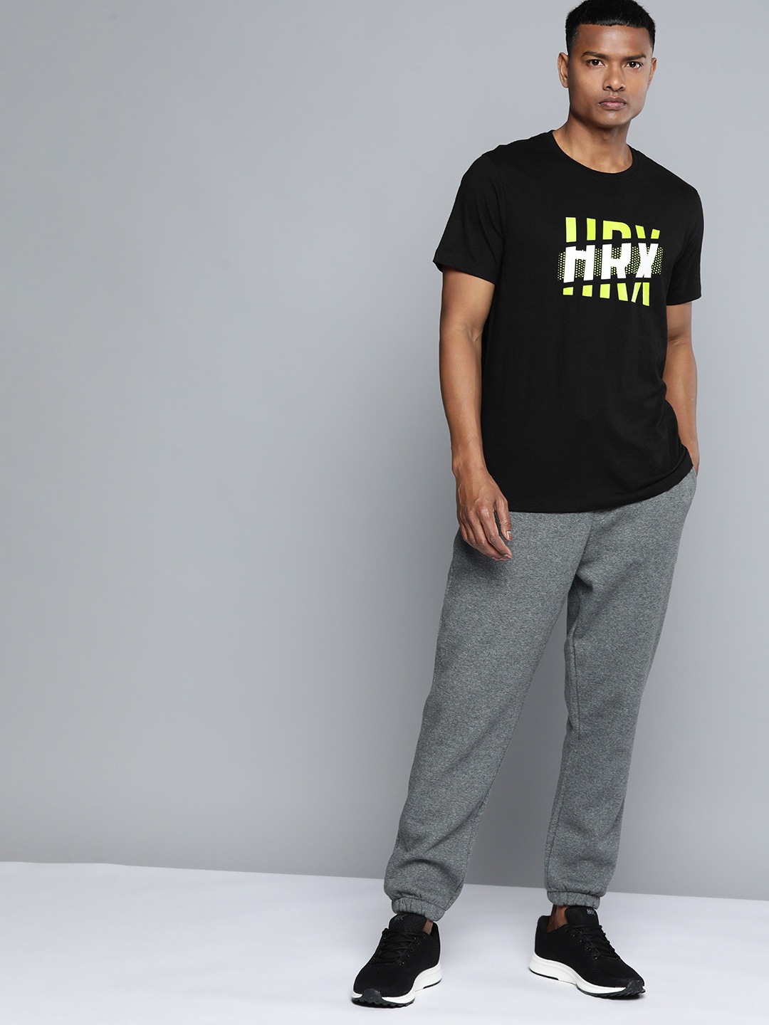 

HRX by Hrithik Roshan Brand Logo Printed Regular Fit T-shirt, Black