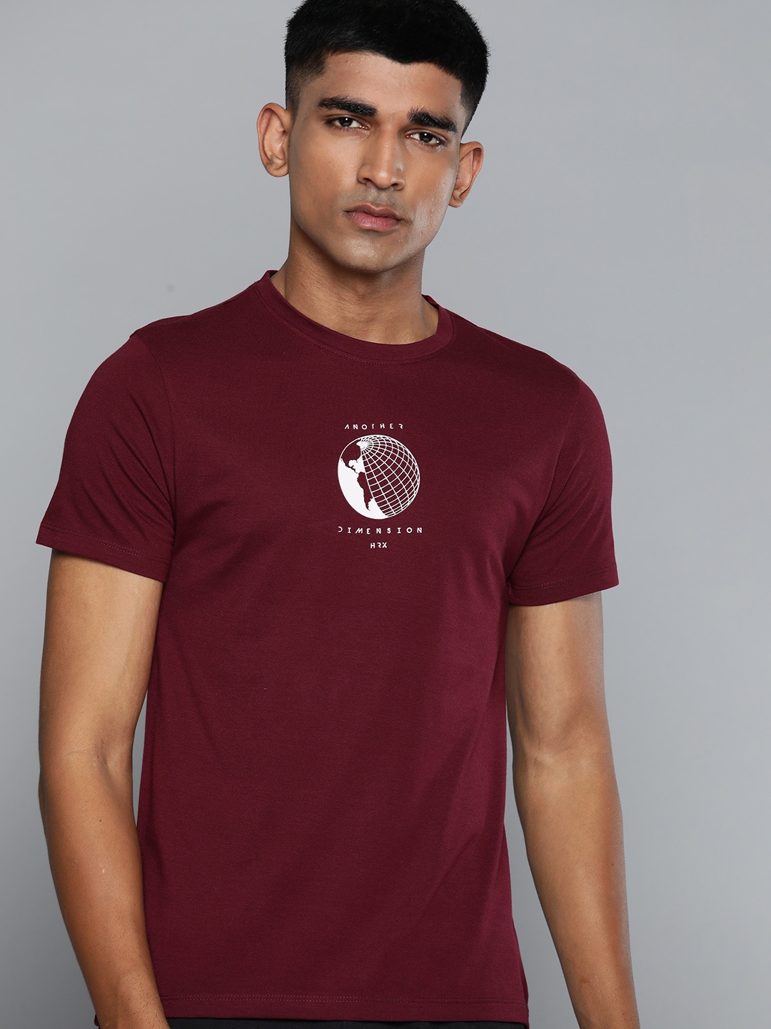 

HRX by Hrithik Roshan Geometric Print Regular Fit T-shirt, Burgundy