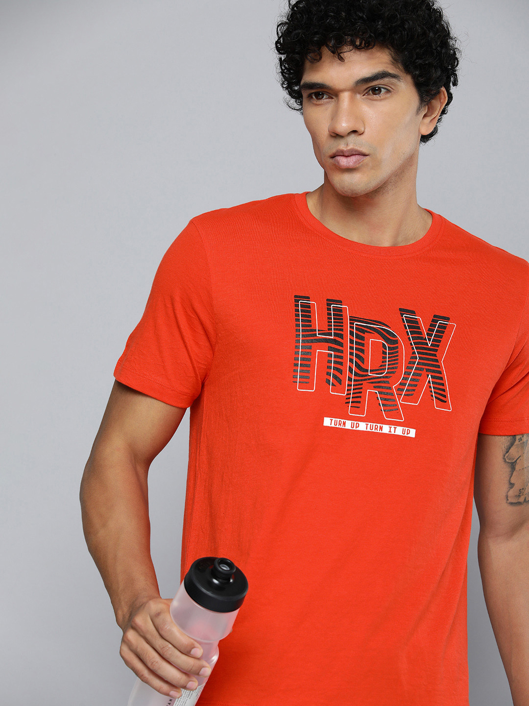 

HRX by Hrithik Roshan Round Neck Typography Printed T-shirt, Orange