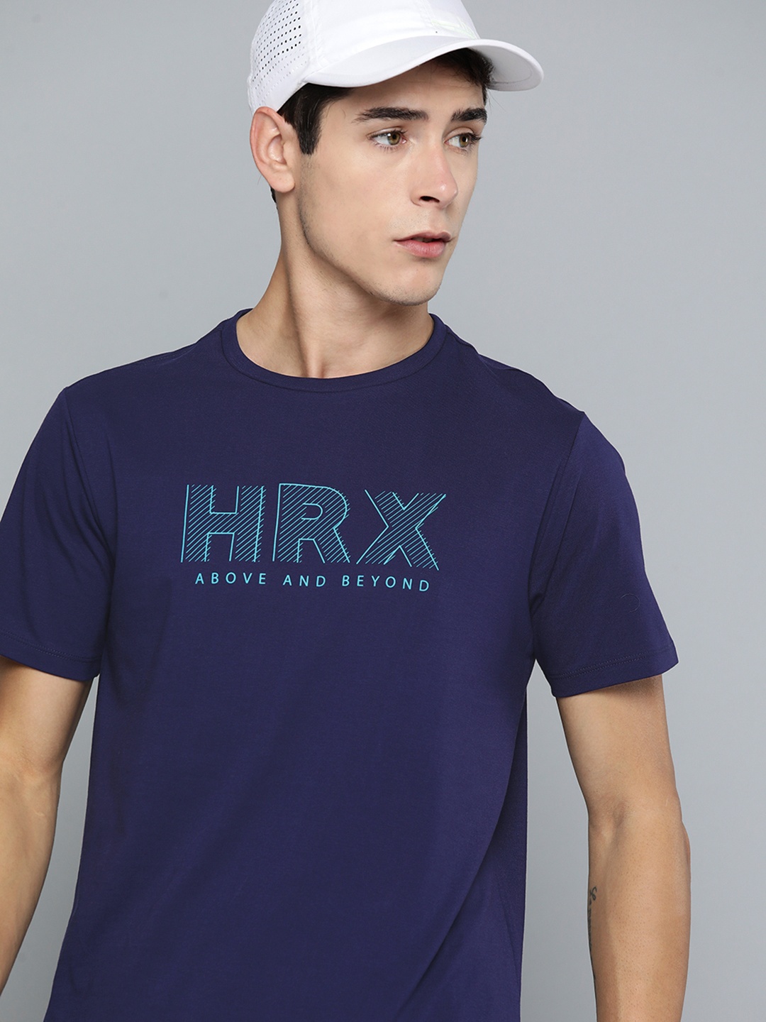 

HRX by Hrithik Roshan Brand Logo Print Lifestyle T-shirt, Navy blue
