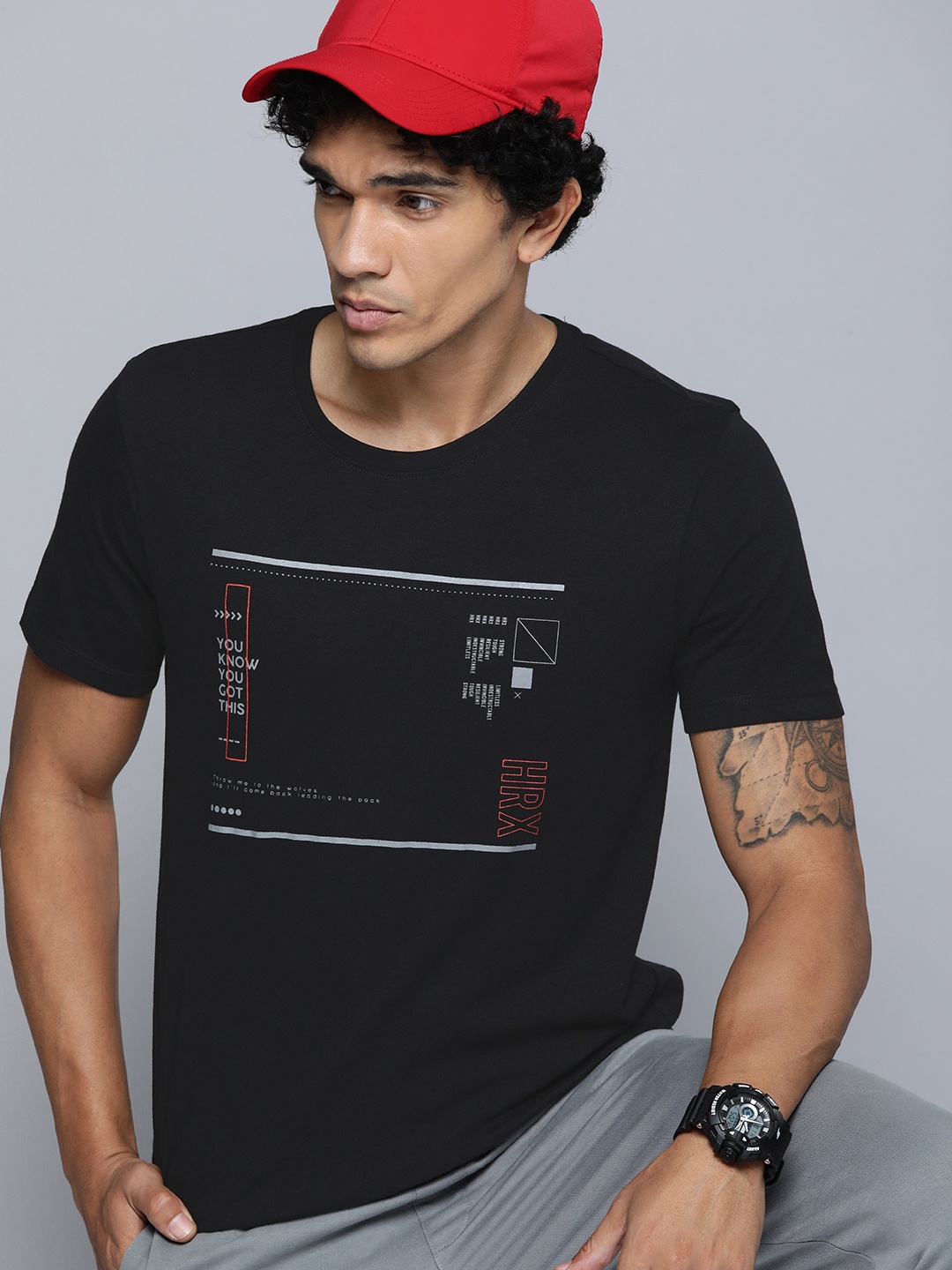 

HRX by Hrithik Roshan Men Typography Printed T-shirt, Black