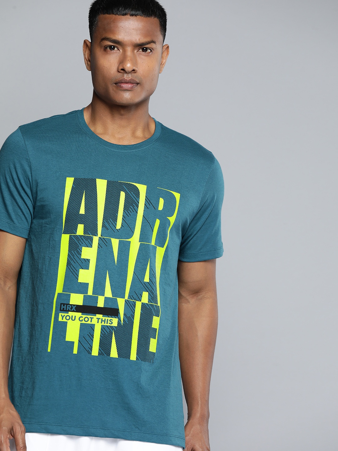 

HRX by Hrithik Roshan Typography Printed Regular Fit T-shirt, Teal