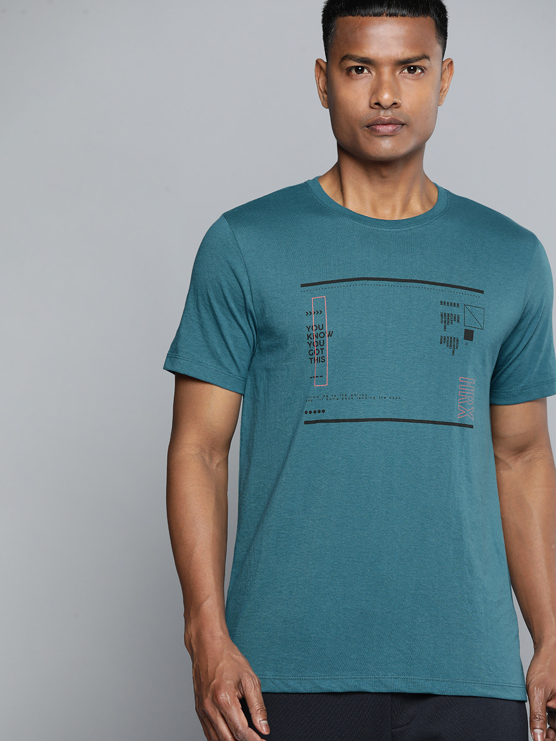 

HRX by Hrithik Roshan Printed Regular Fit T-shirt, Teal