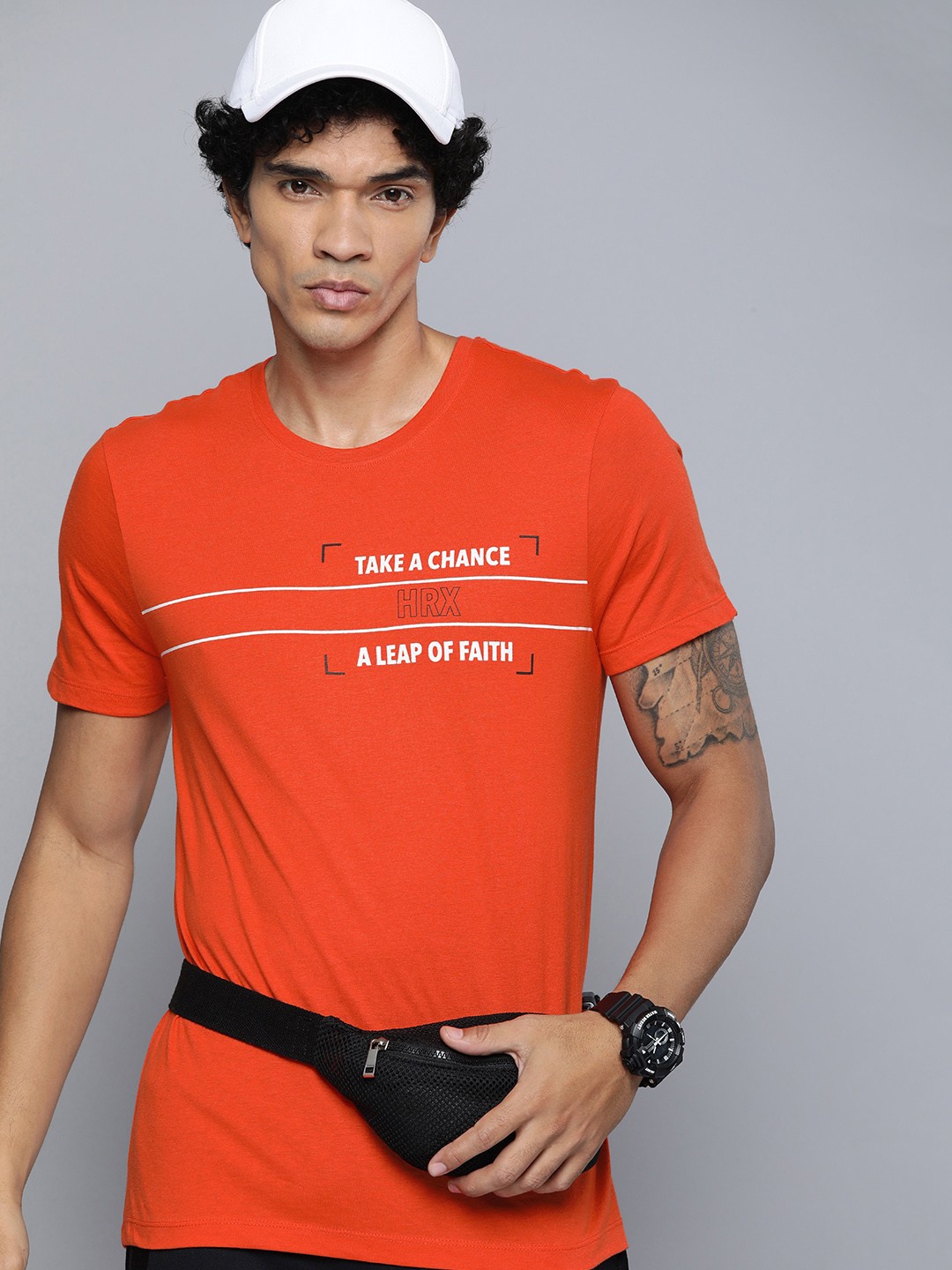 

HRX by Hrithik Roshan Men Typography Printed T-shirt, Orange