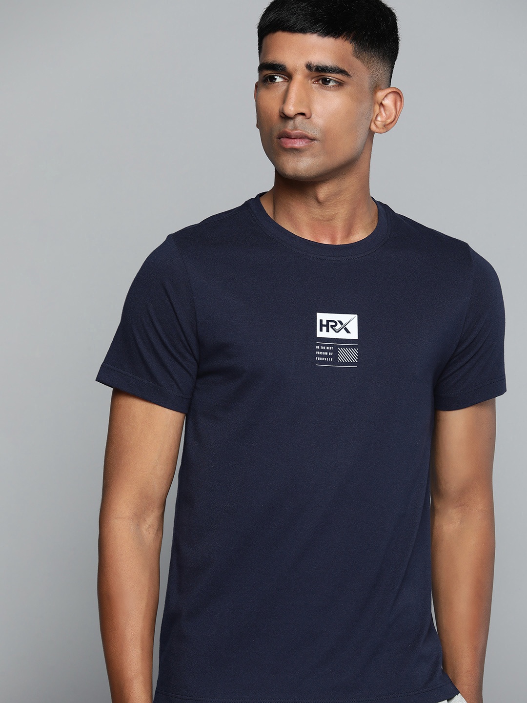 

HRX by Hrithik Roshan Men Solid T-shirt, Navy blue