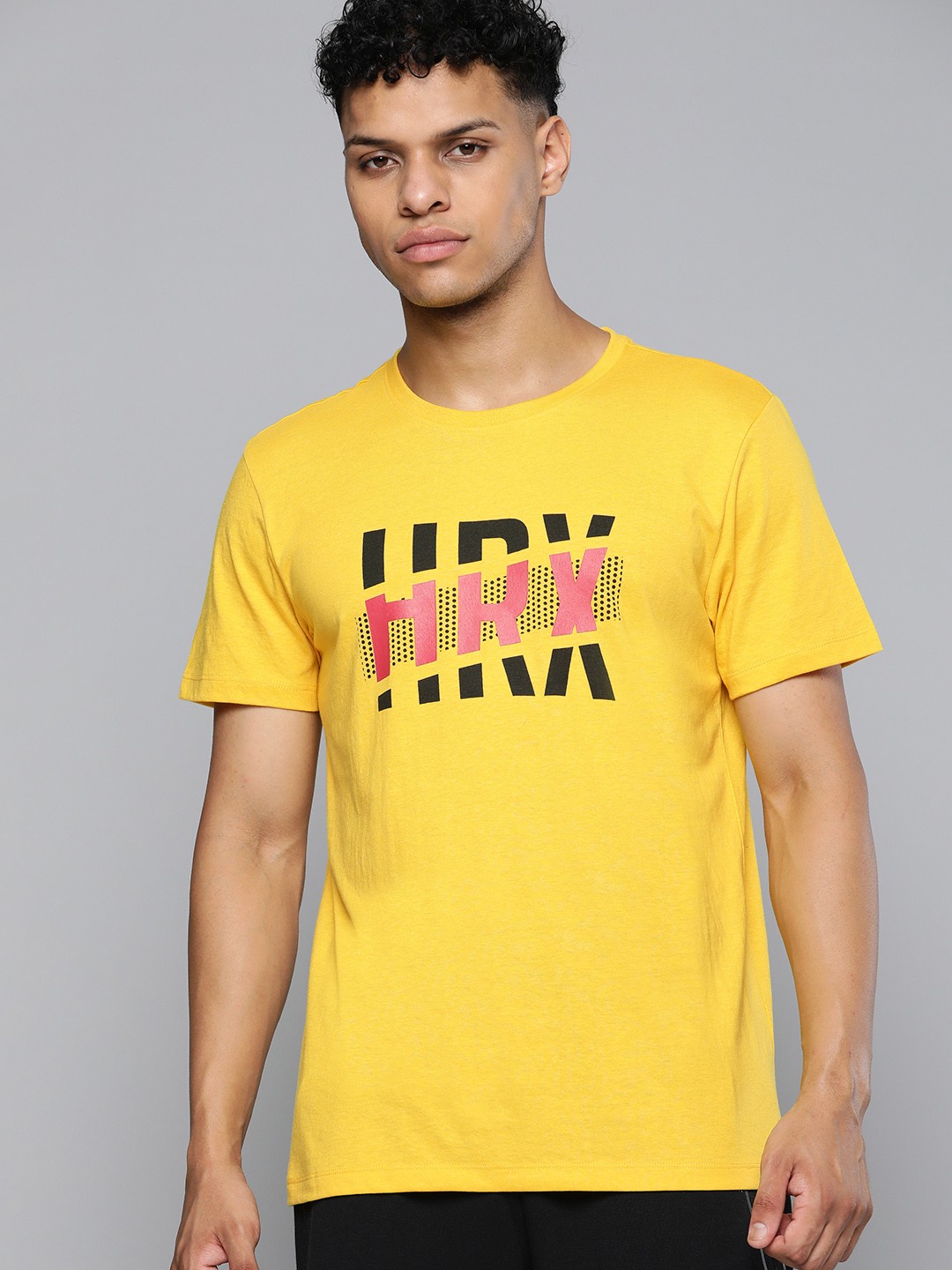 

HRX by Hrithik Roshan Men Brand Logo Printed T-shirt, Mustard