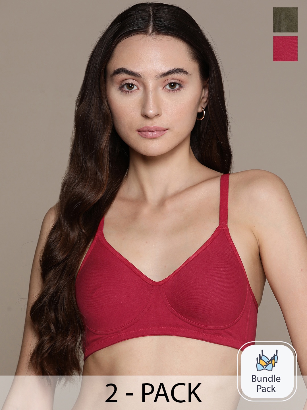 

The Roadster Lifestyle Co. Pack of 2 Medium Coverage Bra, Maroon