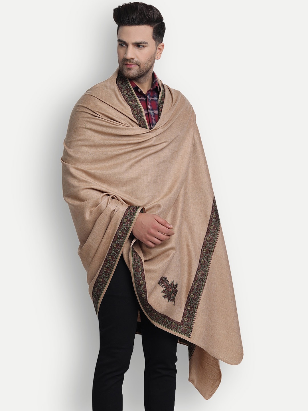 

Zamour Men Woolen Lohi Shawl, Brown