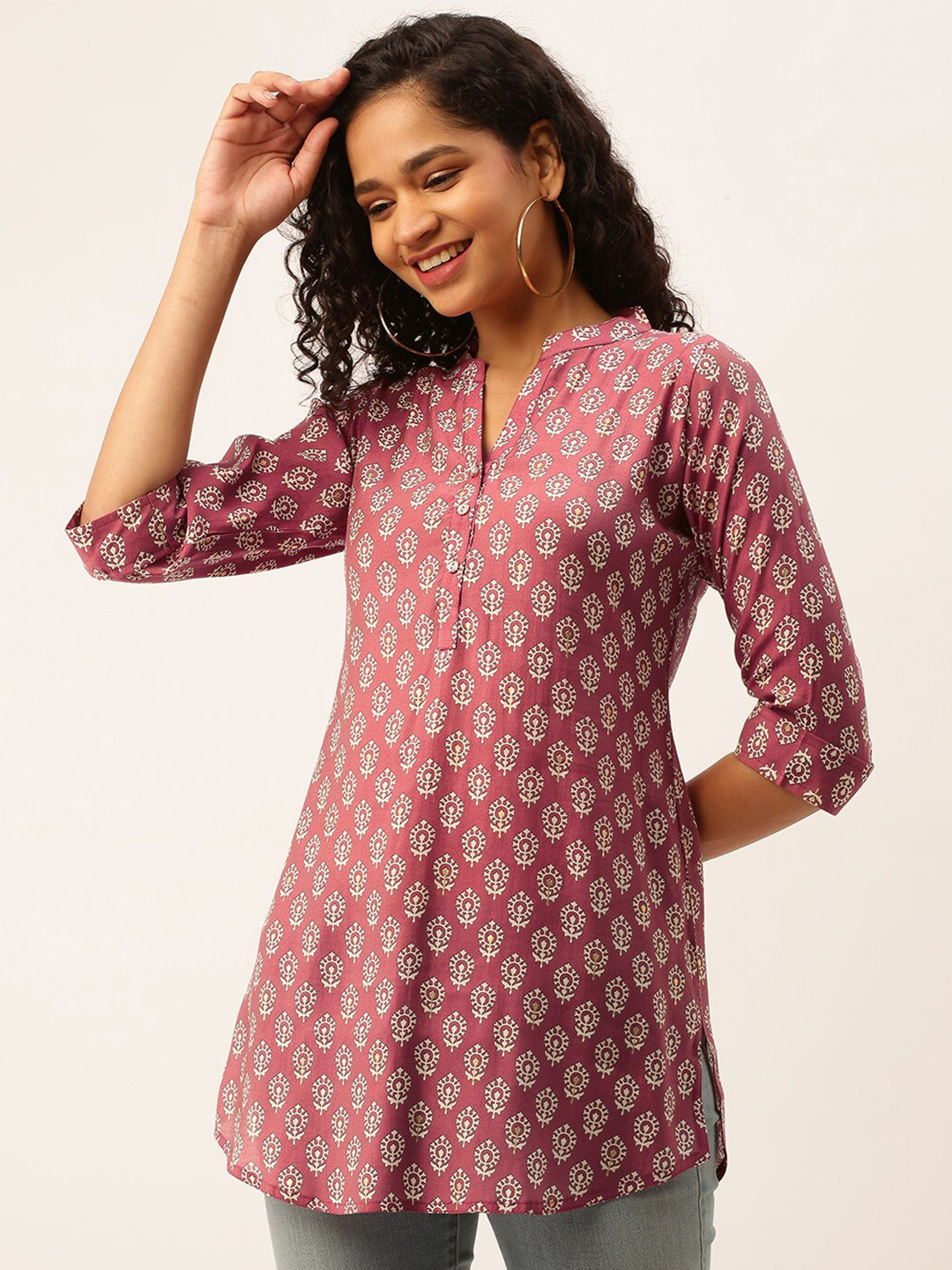 

ZOLA Floral Printed Kurti, Peach