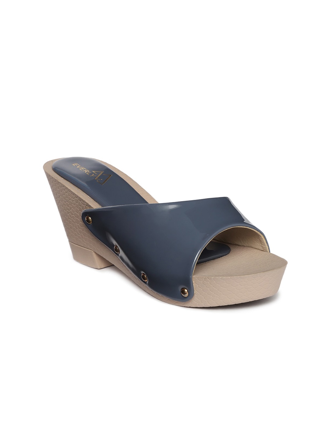 

EVERLY Open Back Wedge Heels, Navy blue