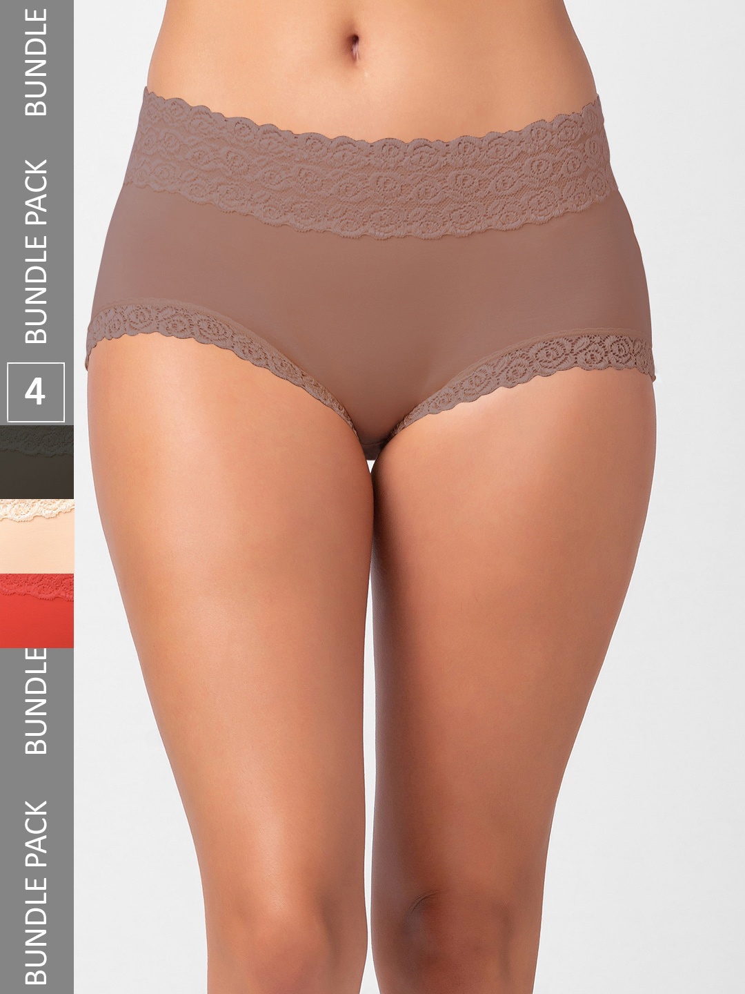 

FashionRack Women Pack Of 4 Assorted Cotton Hipster Briefs