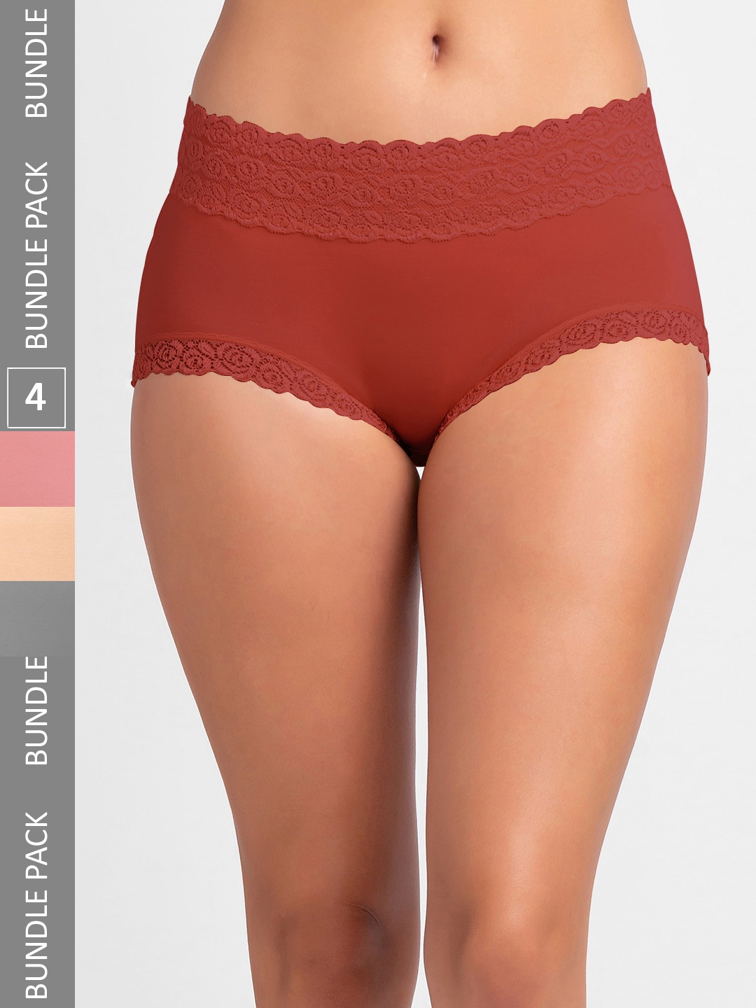 

FashionRack Women Pack Of 4 Assorted Cotton Hipster Briefs