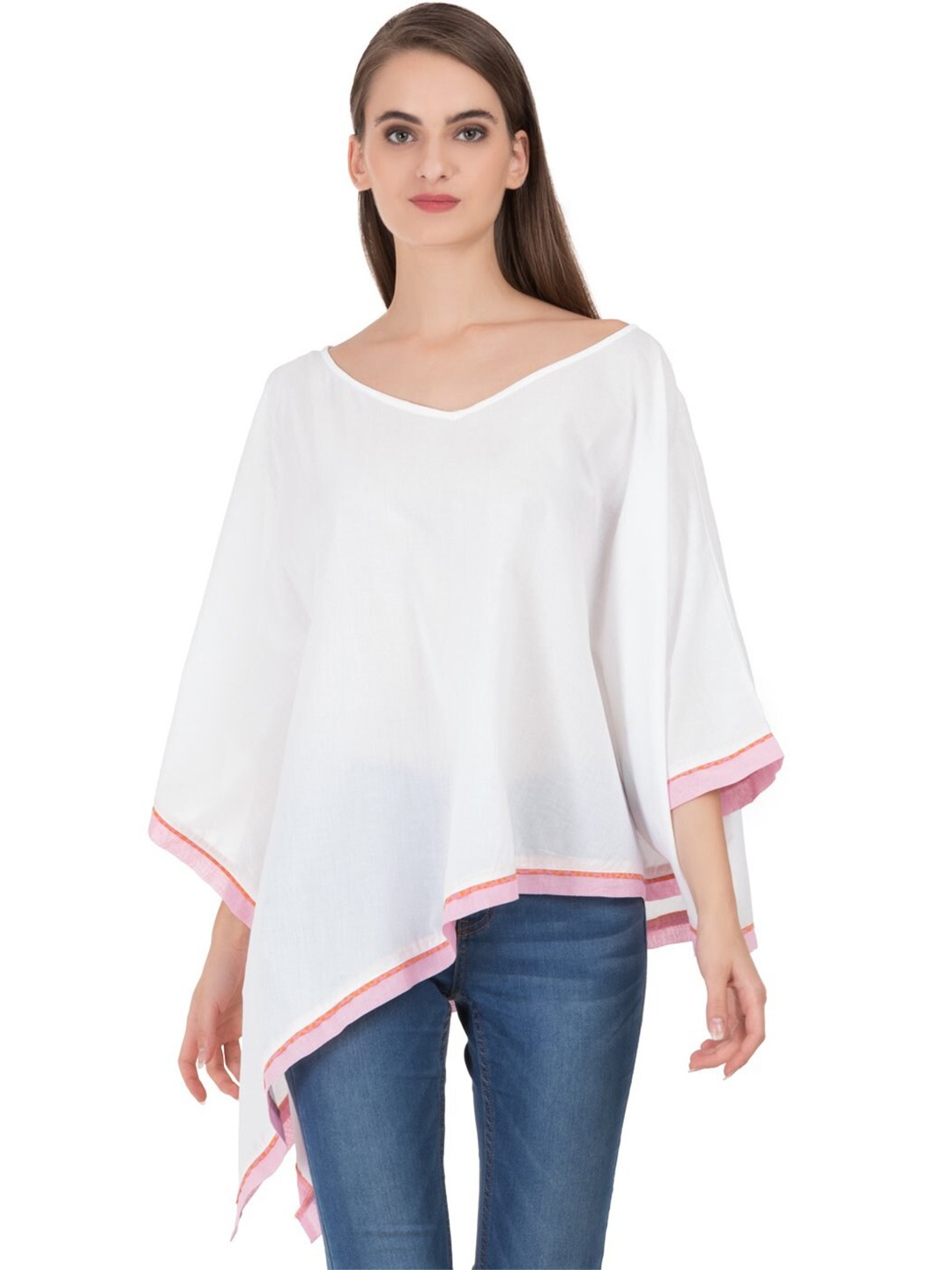 

GRASS by Gitika Goyal Kaftan Longline Cotton Top, White