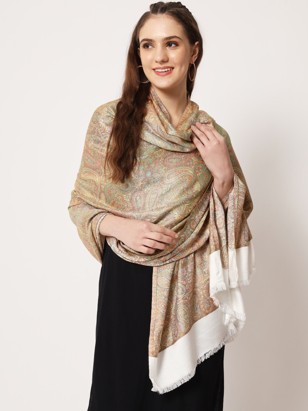 

Zamour Women Kani Woven Design Modal Shawl, White