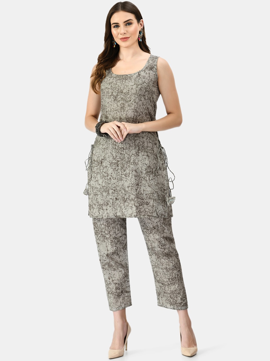 

MAFE Printed Pure Cotton Kurta with Trousers, Grey