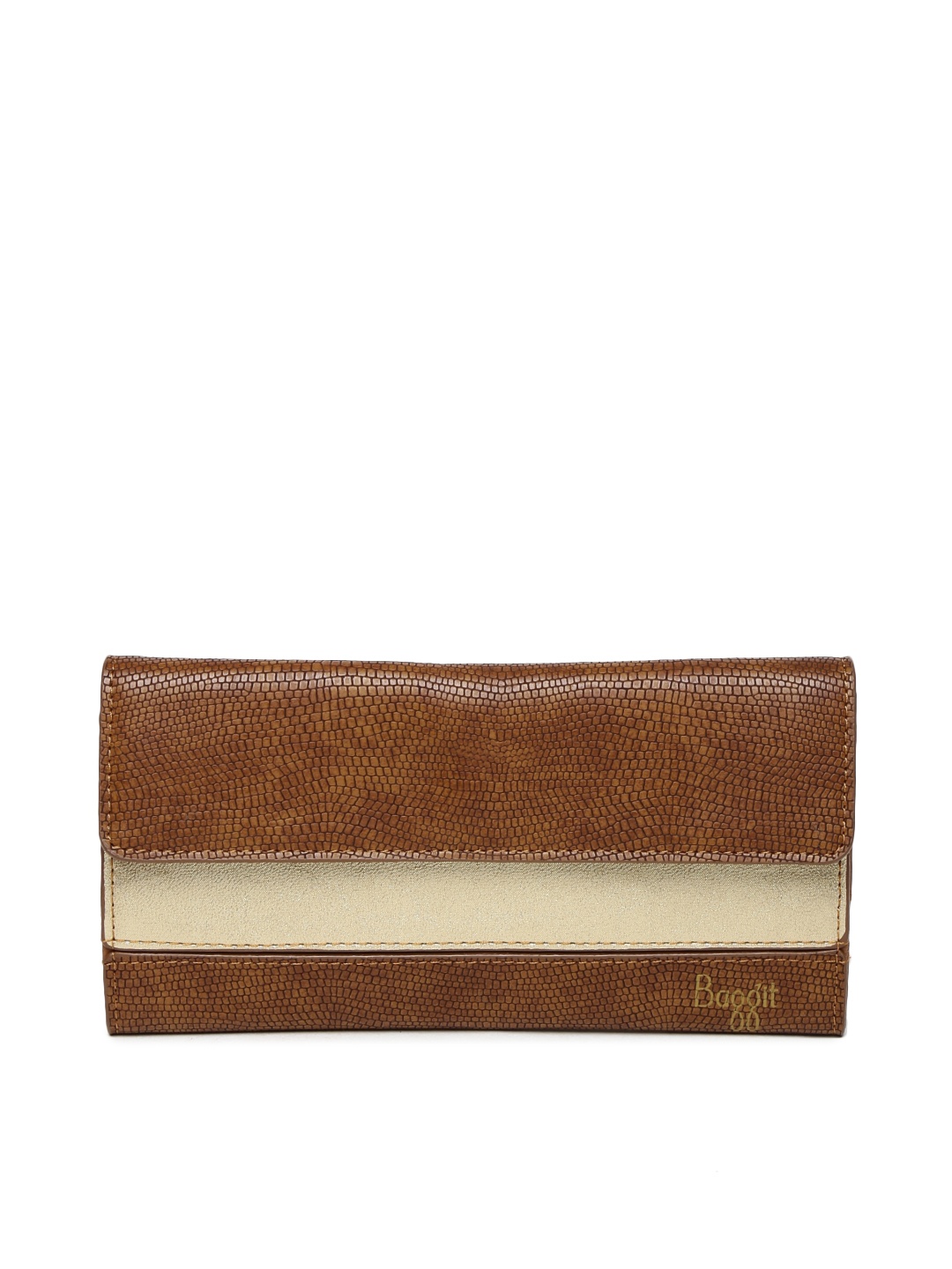 

Baggit Women Brown & Gold-Toned Colourblocked Three Fold Wallet