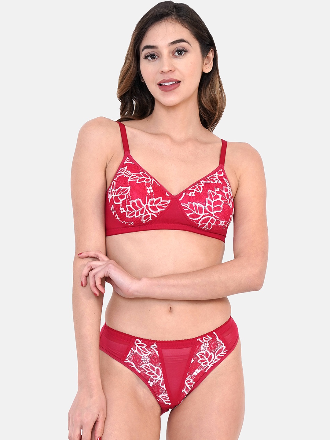

LOTUSLEAF Self-Design Lace Lingerie Set LBP00311001-32B, Pink