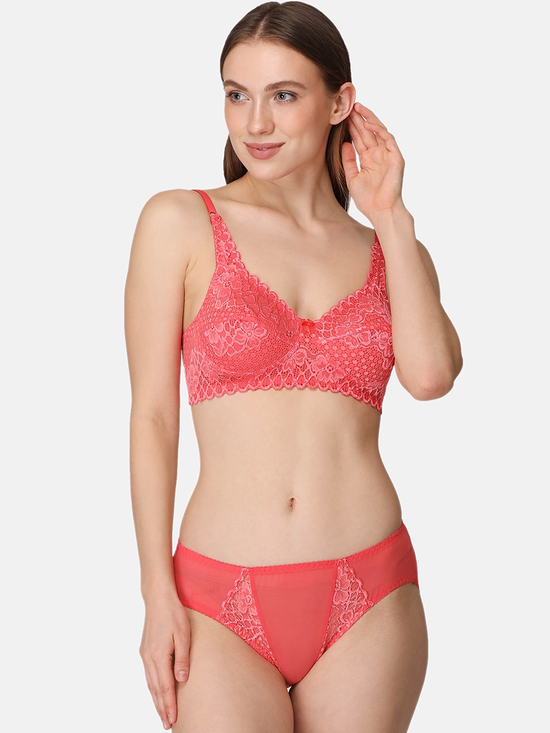 

LOTUSLEAF Self-Design Lace Lingerie Set LBP00060401-30B, Peach