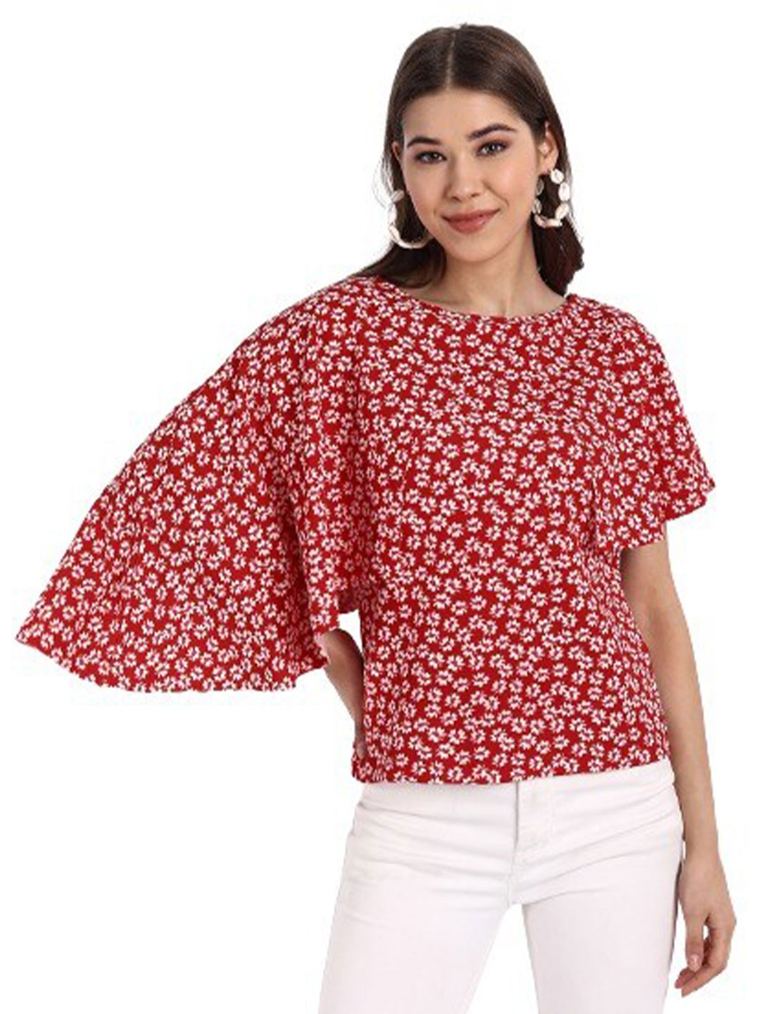 

BROADSTAR Floral Print Top, Red