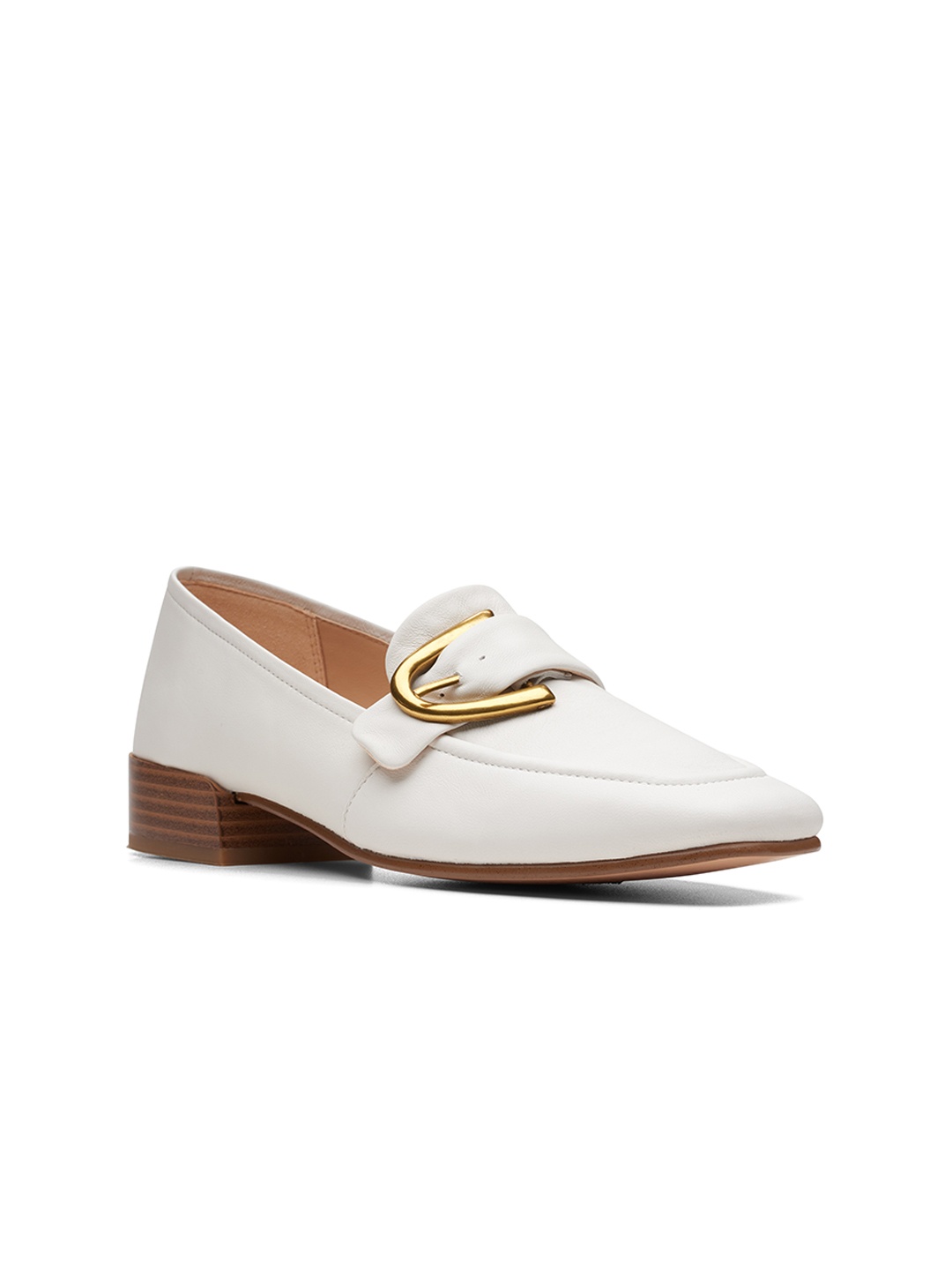 

Clarks Women Leather Heeled Lightweight Loafers, Off white