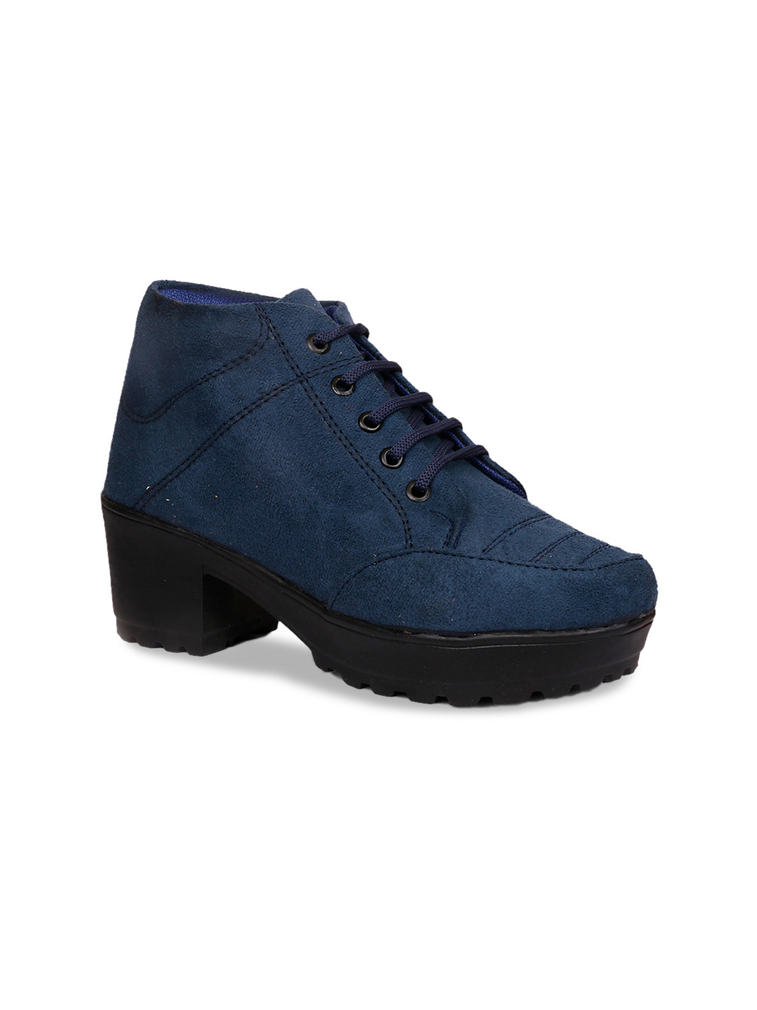 

HERE&NOW Women Block-Heeled Regular Boots, Blue